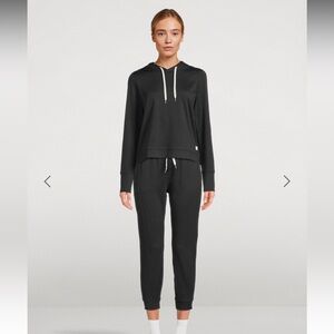 Vuori Charcoal Hoodie with White Drawstrings